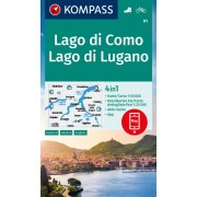 91 Lago di Como - Lago di Lugano Kompass Wanderkarte